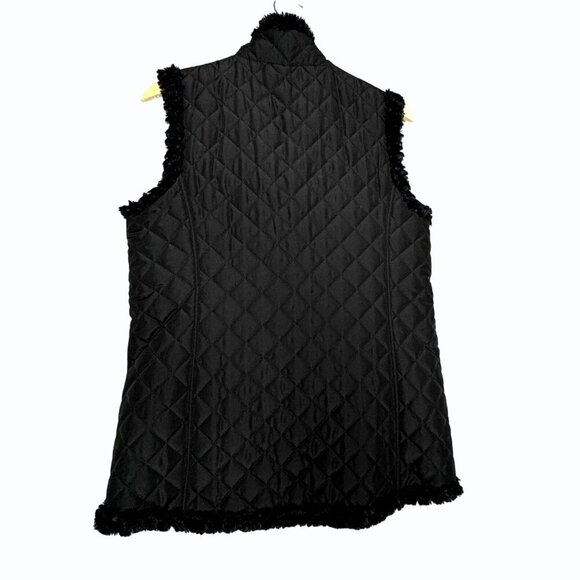 Denim & Co Reversible Zip Front Textured Faux Fur Quilted Vest Size XS Capsule - Picture 5 of 13